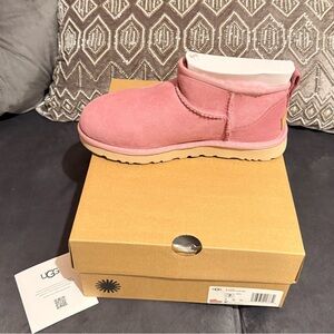 UGG Blush Pink Suede Ankle Booties